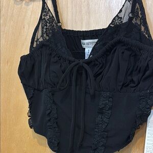 Urban Outfitters Black Lace Crop Top